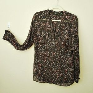 Eddie Bauer floral gauzy blouse -- size XL